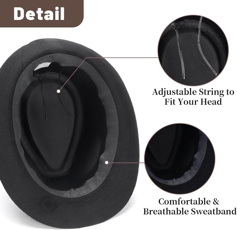 Ultrafun Fedora Hats for Men Women Classic Short Brim Felt Manhatta Fedora Hat with Feathers Band - Image 5